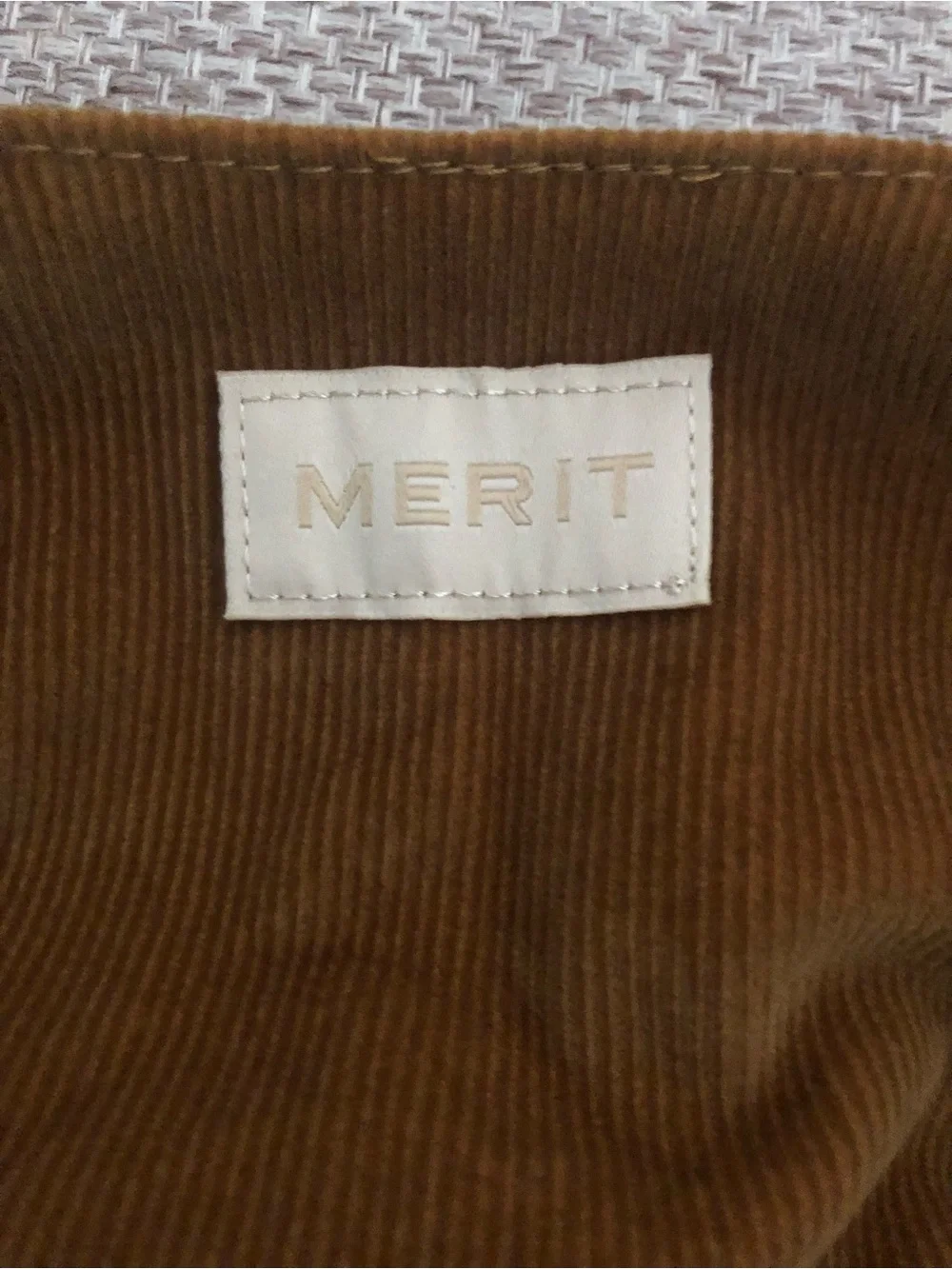 Merit Beauty Corduroy Tie Boho Makeup Bag Knapsack | NWOT - Picture 5 of 6